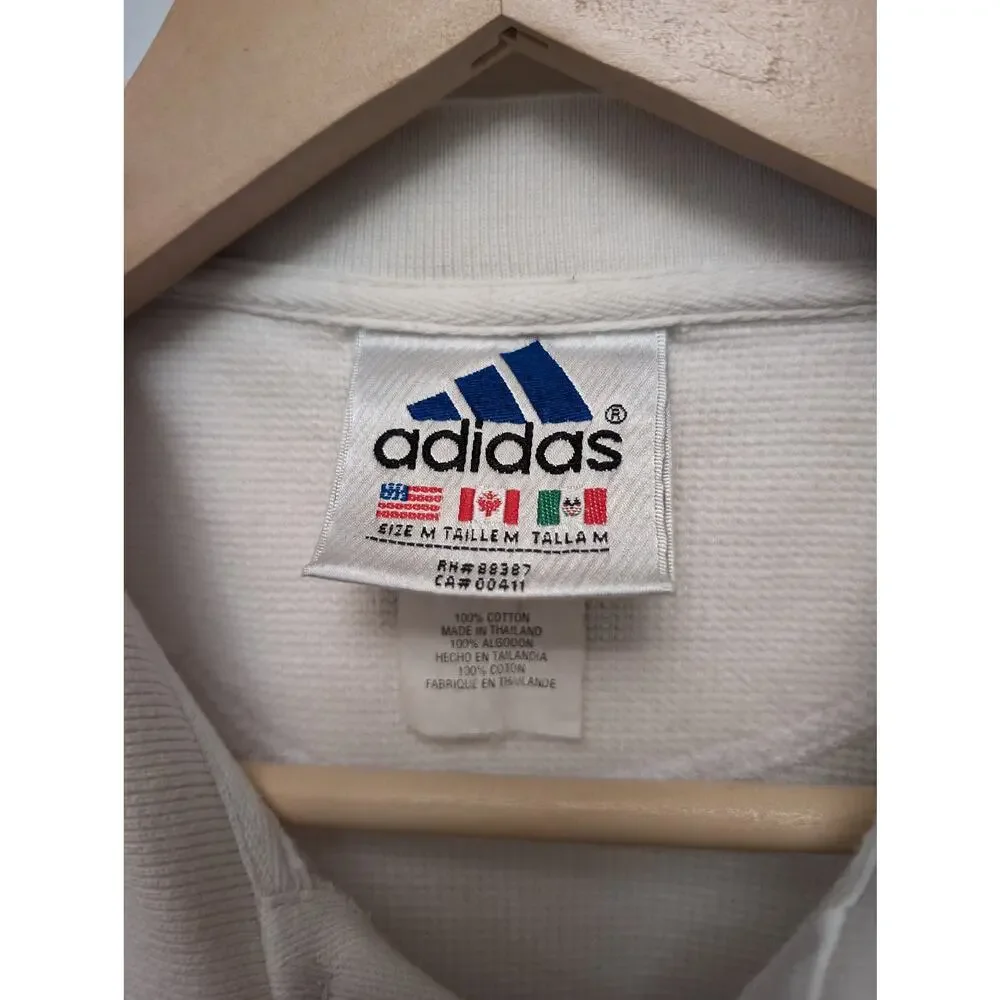Vintage Adidas Notre Dame Irish Polo Shirt White‎ Stripe Detail Cotton